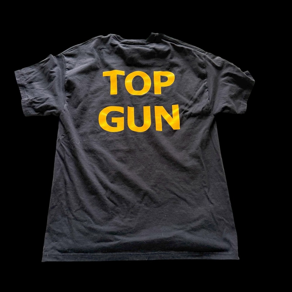 90's Top Gun T-Shirt XL Black Yellow Movie Tee Distressed Movie Promo